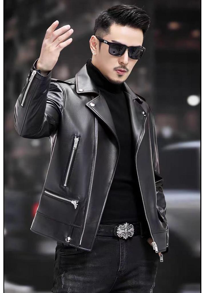Spring and Autumn New Leather Jacket Locomotive Leather Jacket Men's Slim Fit Handsome Youth Men's Jacket Trend