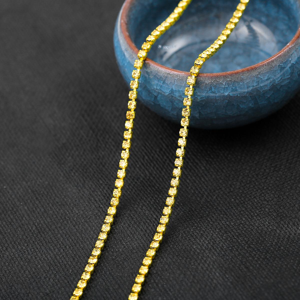 

1 ярд/лот, цепочка для шитья со стразами, серебряная основа, коготь, отделка стразами, сделай сам, красивые аксессуары для одежды 2.4mm жёлтый