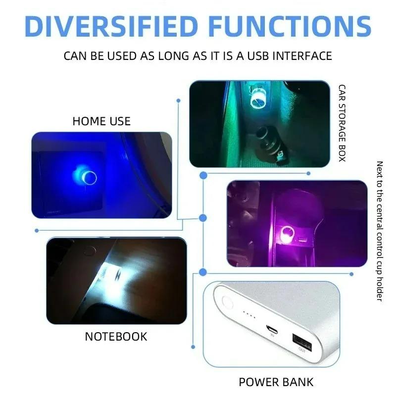 USB Powered Car Ambient Light 7-Color RGB LED DIY Car Accessory Plug and Play Car Interior Decoration Easy Install Mood Lighting