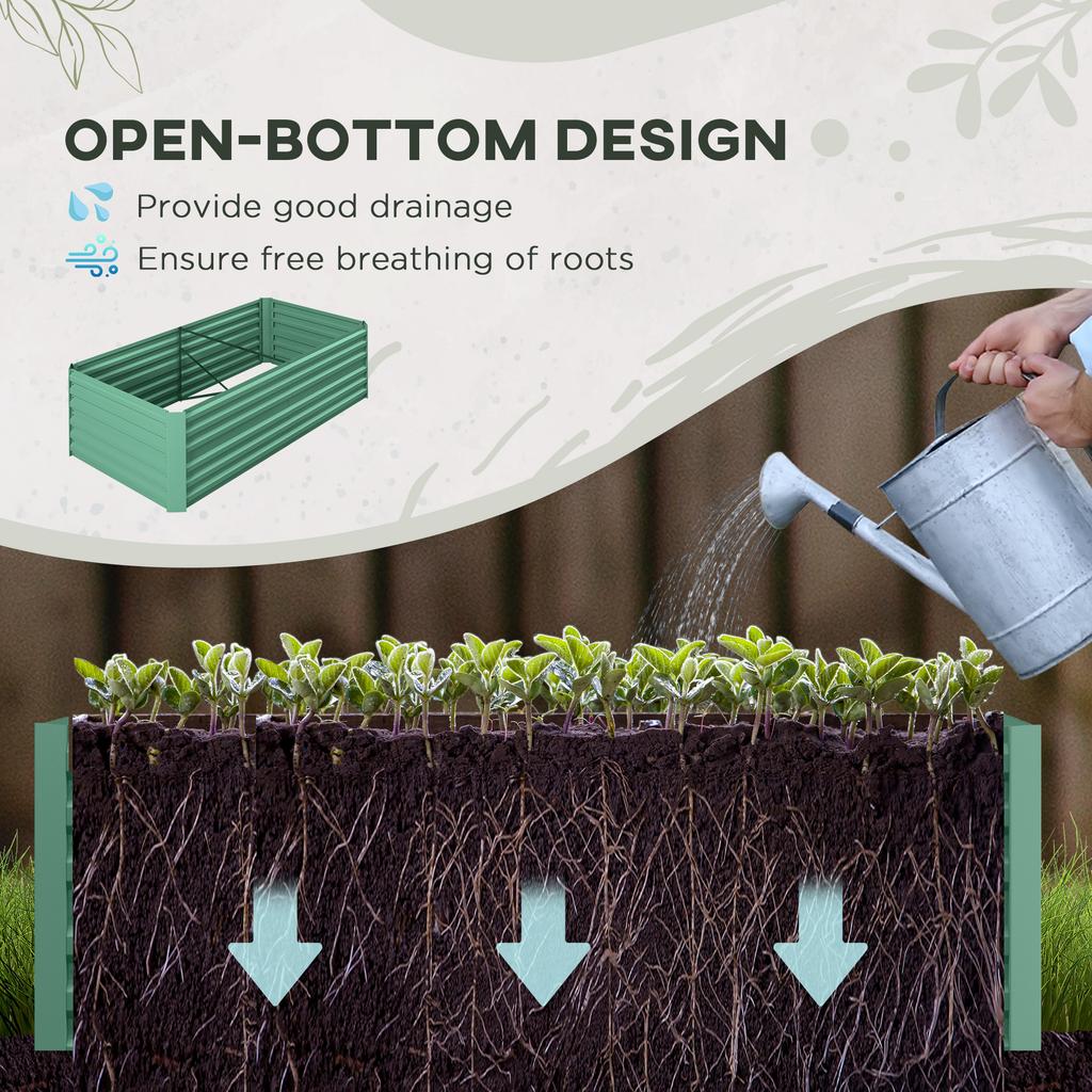 Raised Beds For Garden Galvanised Steel Outdoor Planters With Multi Reinforced Rods 180 X 90 X 59 Cm Light Green