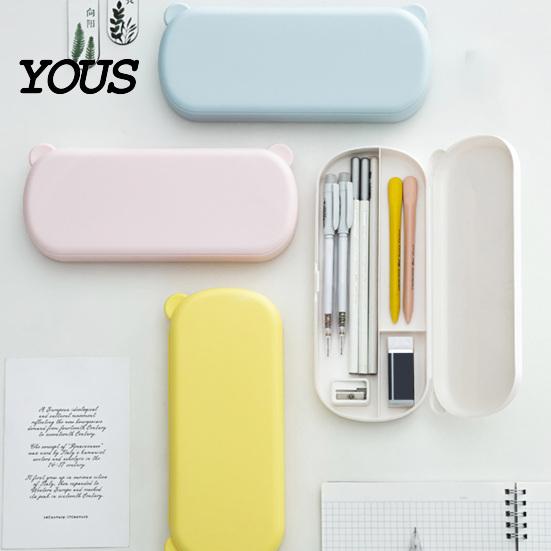Pencil Case Large Capacity with Compartments, Macaron Color Plastic Stationery Storage Desk Container Box, Portable Student Pen Bag for School