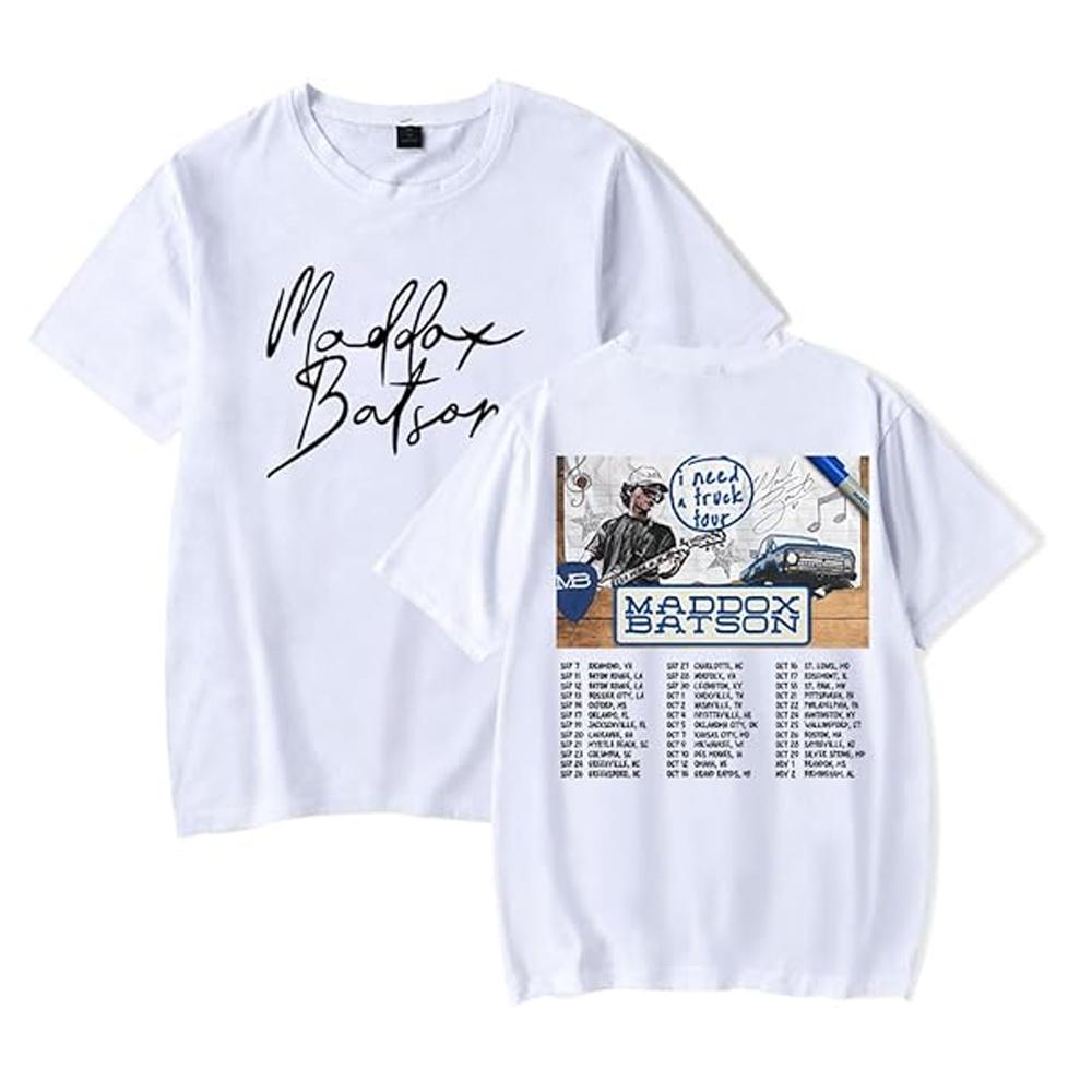 Maddox Batson I Need A Truck Tour Merch Trička Pánské Dámské Unisex Módní Krátký Rukáv Kulatý Výstřih Košile