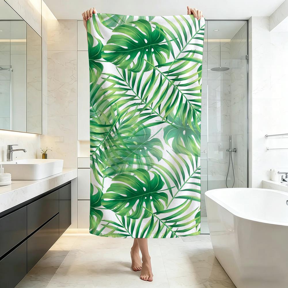 Fresh T-Tropical Monstera LeafS Towel Five-Star Hotel Quality Eco-Friendly Ultra Soft Thick Towels & Beach Towels