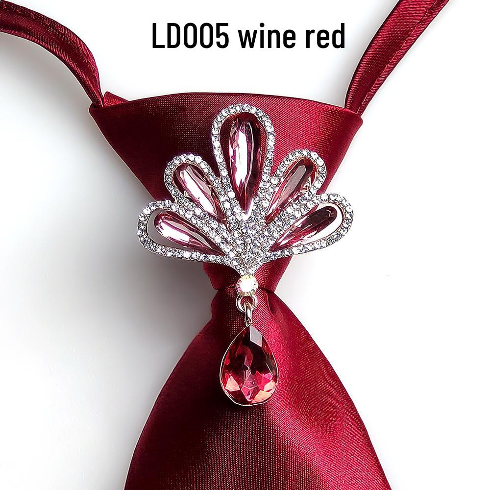 Japanese Style Women's Rhinestone Bow Tie Collar for Shirts