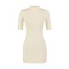 American Spicy Girl Sexy Half-High Collar Mini Dress with Waist-Cinched A-Line Skirt and Five-Point Sleeves