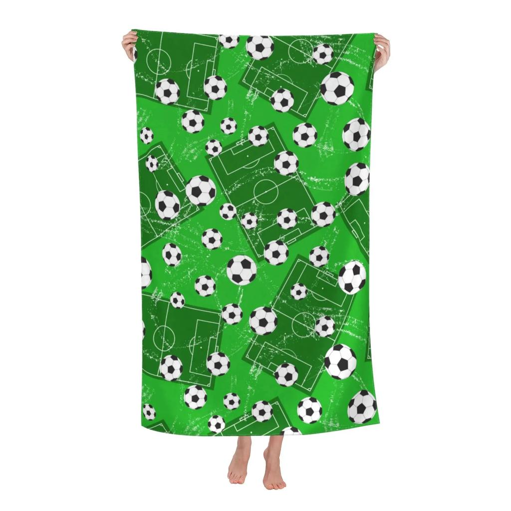 Colorful Soccer Ball Football Beach Towel Oversized Microfiber Quick Dry Bath Towel for Kids Adult Travel Pool Swimming Camping