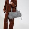 Suede Tote Bag Women's Fashion Shoulder Bag with Lace Up Detail and Adjustable Crossbody Strap