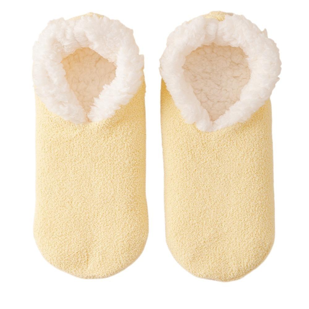

Non-slip Bottom Lamb Fleece Socks Thickened Winter Warm Sock Sleeping Slipper Socks Home Use жёлтый