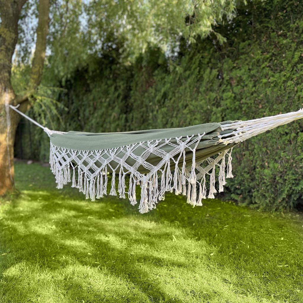 Boho Garden Hammock Brazilian Macrame Two-person Green Large Lounger Xxl