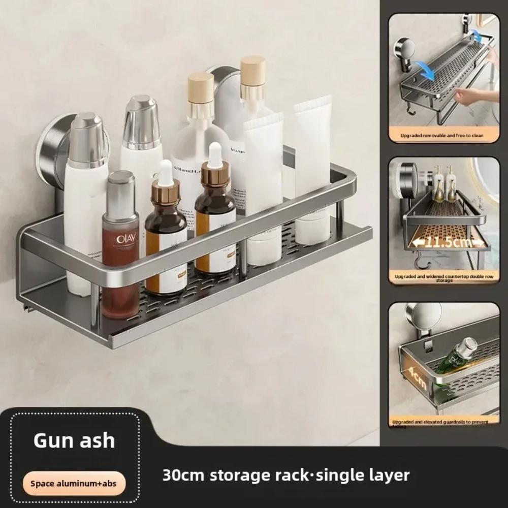 

Надміцний іржостійкий органайзер для душу - Полиця для ванної кімнати з гачками для рушників для ванної кімнати, душу або кухні - Сучасний декор для ванної кімнати 30cm сірий