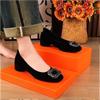 Low-heeled square-head rhinestone casual single shoes women's new autumn black light mouth temperament thick-heeled commuting shoes