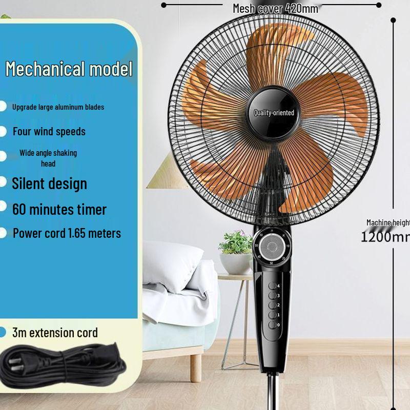 Ventilatore Elettrico Silenzioso a Risparmio Energetico: Ventilatore da Pavimento/Scrivania Oscillante Radiocomandato con Timer Meccanico, Design Verticale e Grande Flusso d'Aria