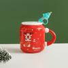 Tasse à boire en forme d'élan de Noël, tasse créative rouge pour personnes âgées, tasse en céramique avec chapeau de Noël haut de gamme, mignonne