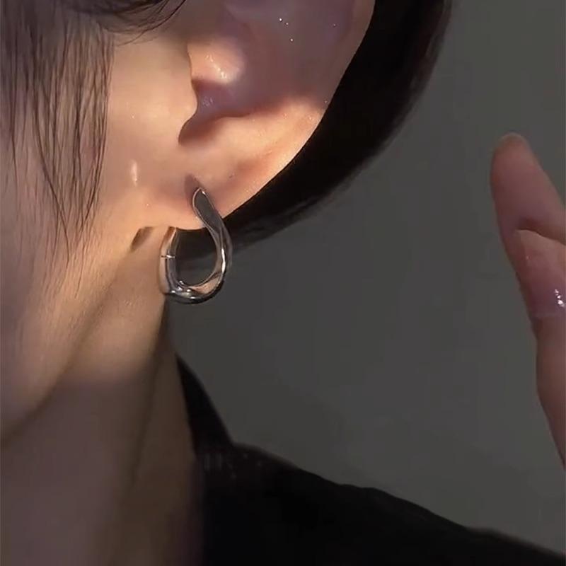 Twisted Metal Geometric Earrings, Niche Design Sense, High-grade Cold Wind Silver Needle Earrings, Women's Heavy Industry Ear Buckles