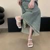 2024  The New Sandals Women Summer Fashion Elegant Non-Slipl Luxury Ladies Slippers Rivet Rhinestone Low Heels