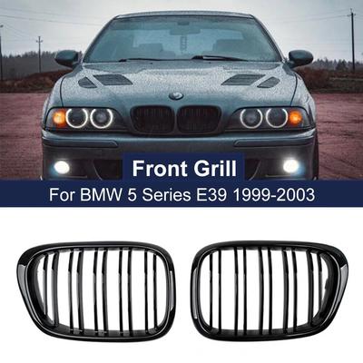 Car Front Bumper Kidney Grille Dual Slat Line for BMW E39 5 Series 525 528 1999-2004 Glossy Matte Black Grill Replacement Part