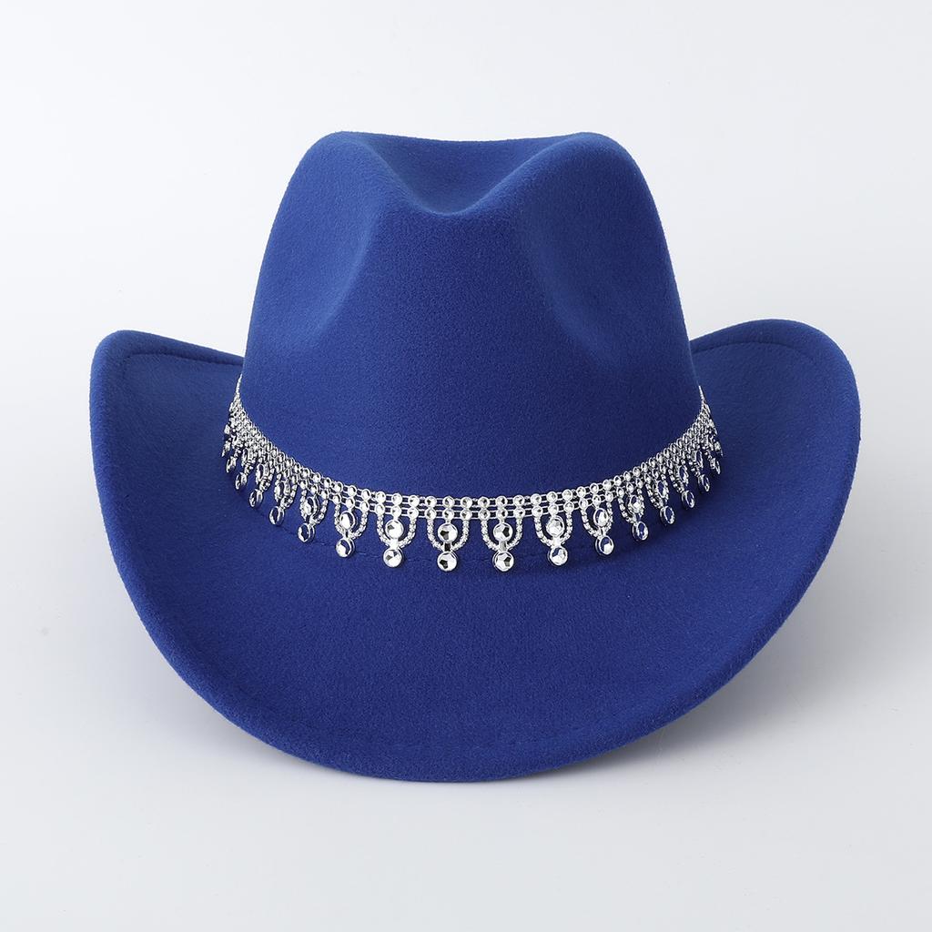 Hat Wool Jazz Top Hat Western Cowboy Flash Diamond Bridal Hat European and American Festival Top Hat