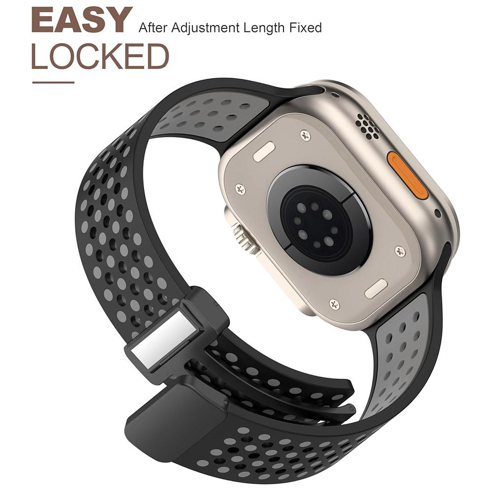 KALEBOL Magnetic Silicone Strap for Apple Watch Series 10 9 8 7 SE 6 5 4 3 2 1 42mm 41mm 40mm 38mm Dual Color Watch Band