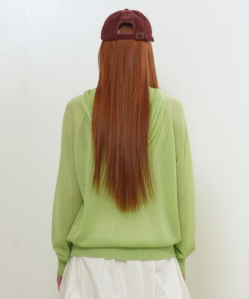 GENERALIDEA Sheer Hooded Knit Pullover [Avocado] / Gf2Lkp526