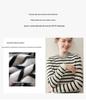 Autumn Winter Striped Round Neck Women's Cashmere Knit Sweater Pullover