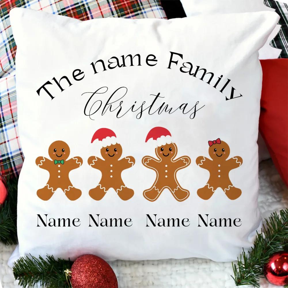 Personalised Christmas Cushion Family Christmas Cushion Family Gingerbread Xmas Decoration Room Presents Xmas Decoration Gift