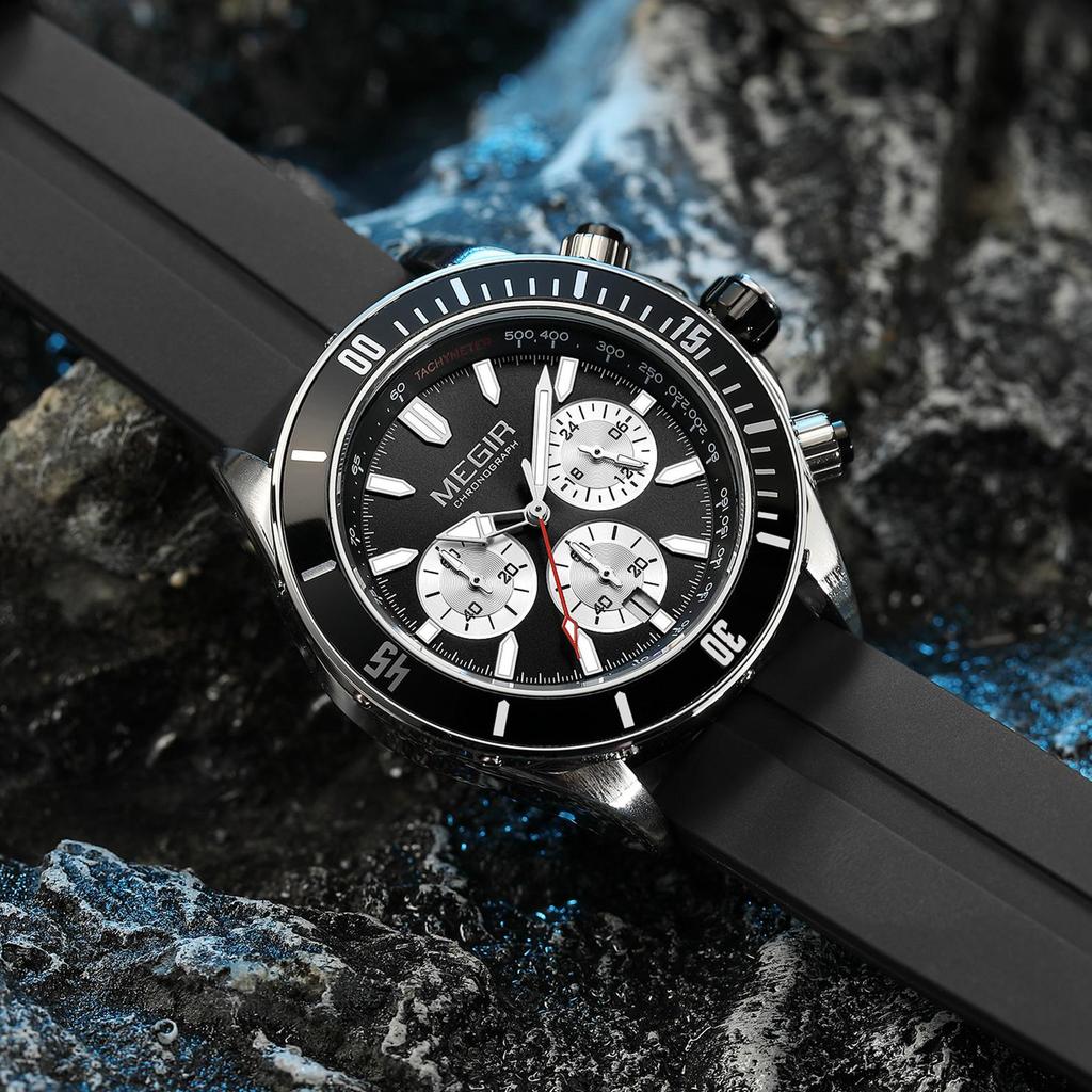 MEGIR Brand Business Watch for Men Luxury Quartz Clock Chronograph Waterproof Luminous Big Dial Sport Wristwatch Reloj Hombre 2226