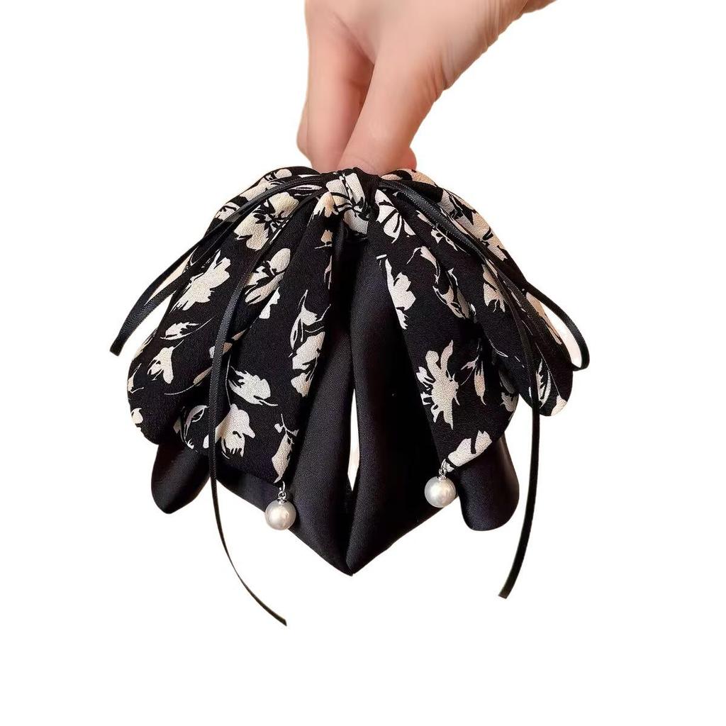 Koreanische florale Schleifen-Klauen-Haarspange für Frauen - Süßer Stil, Halboffene Hochsteckfrisur, Ponytail-Accessoire