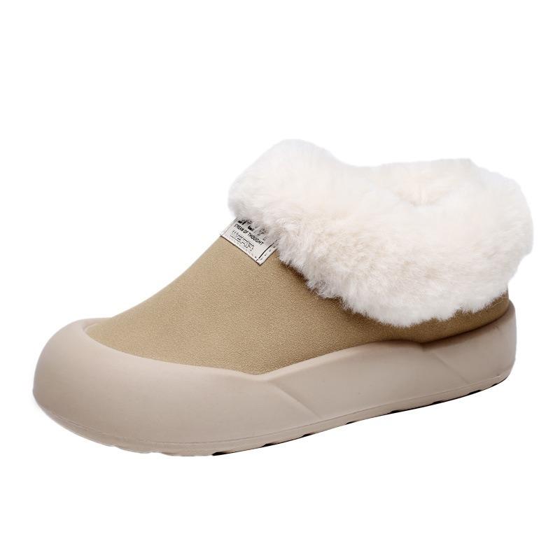 Korean-Style Women's Winter Boots with Fleece Lining Thickened Cotton-Lined Boots Warm Flat-Soled Soft-Sole Casual Women's Cotton Shoes
