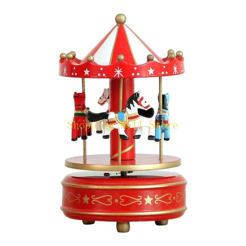 KX4B Christmas Carousels Music Box Rotating Holiday Decoration With Classical Melodies