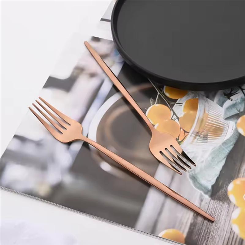 A25F-24Pcs Rose Gold Dinnerware Set Stainless Steel Tableware Set Western Knife Fork Spoon Mirror Flatware Cutlery Set