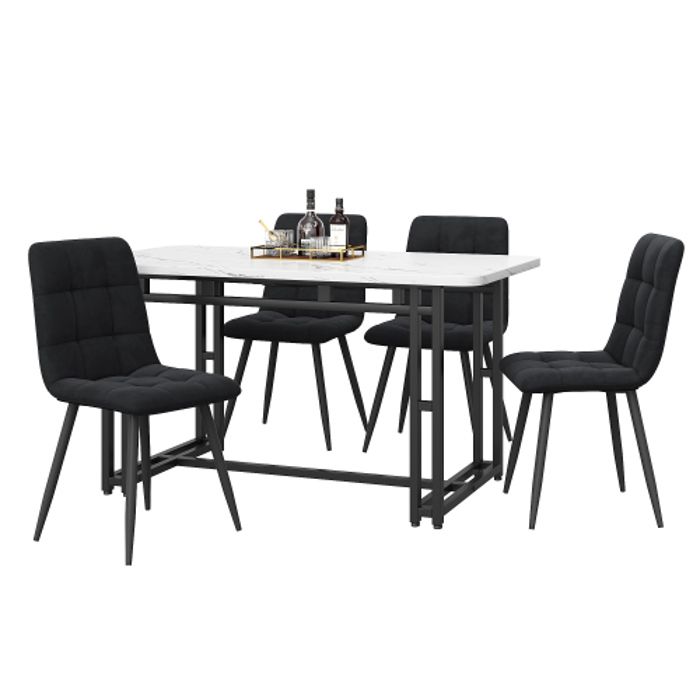 Ensemble table et chaise - MUVOE - 120x70cm - Noir - Chaises en velours - Salle à manger