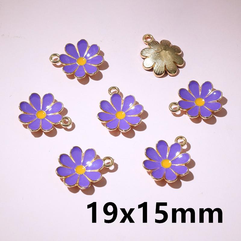20pcs Enamel Flower Charms Pendant Alloy Metal DIY Jewelry Making Accessories Findings for Earrings Necklace Bracelet