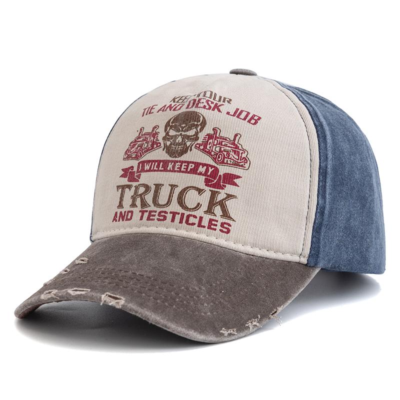 Șapcă de baseball unisex din bumbac spălat, cu imprimeu craniu, în stare de epuizare, reglabilă, casual, în aer liber, la modă, pălării de tată