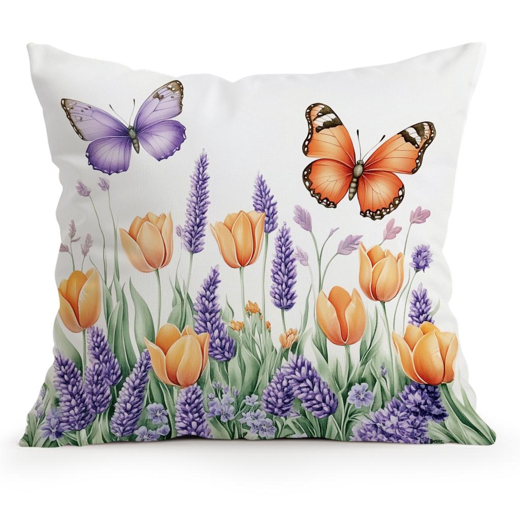 Easter Bunny Lavender Cushions Pillowcase Polyester Cushion Cover Throw Pillow Pillowcover Home Car Sofa Decor