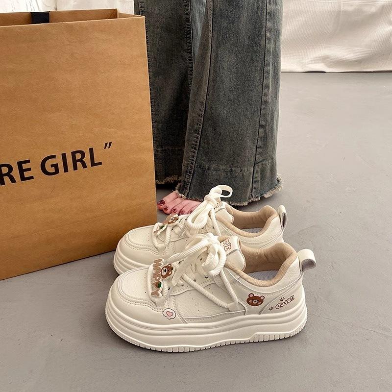 Pink is thick baseplate shoes sports 22 spring new chic niche design breathable student board shoes 35