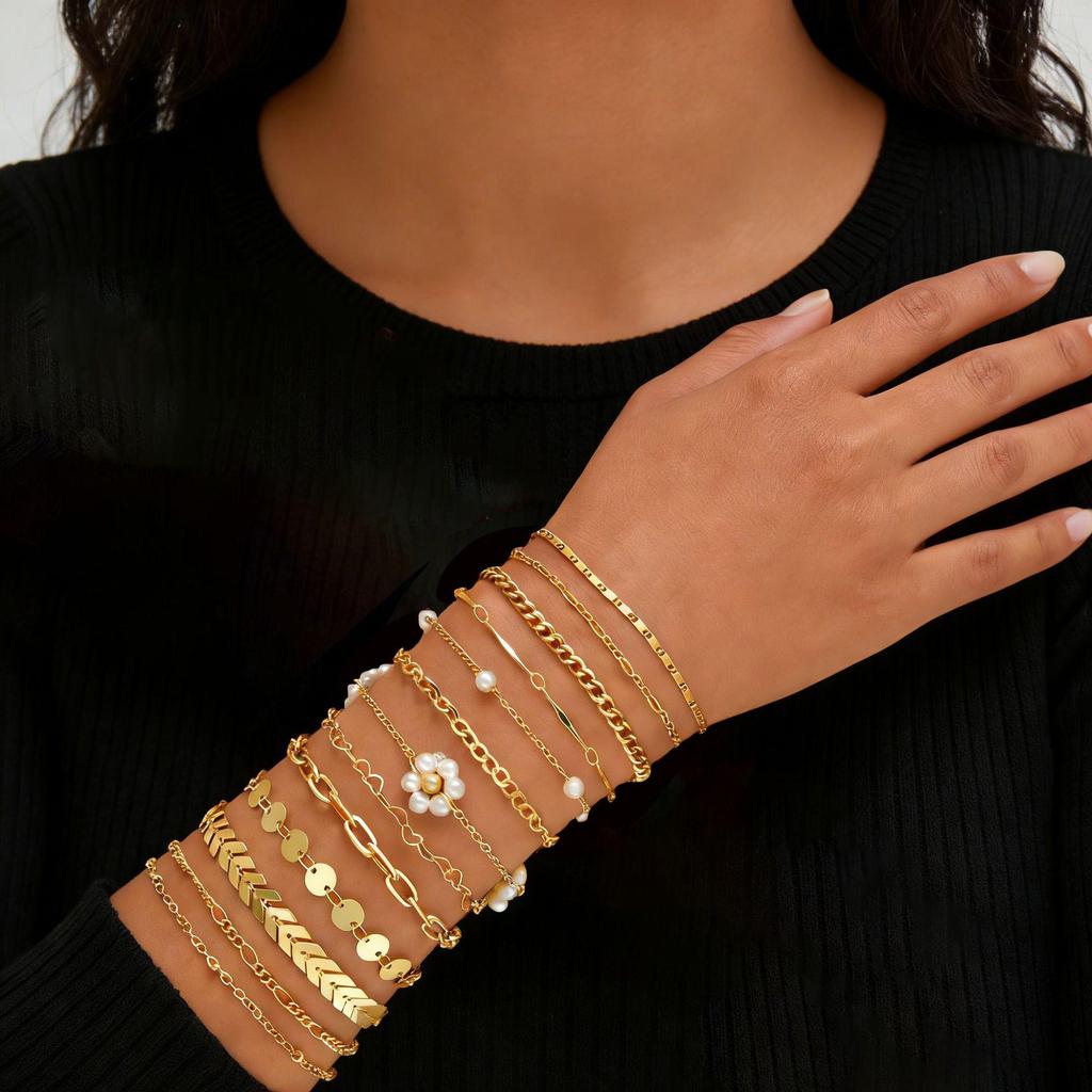 Set di Braccialetti a Catena Ossa di Serpente in Metallo Retrò con Chiusura OT per Donna - Stile Hip Hop Europeo e Americano
