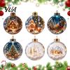 Transparent Xmas Sphere Decor Christmas Ball Ornament with LED Lights, Snow Scene Acrylic Clear Lightweight Hanging Decor, Shatterproof Tree Holiday