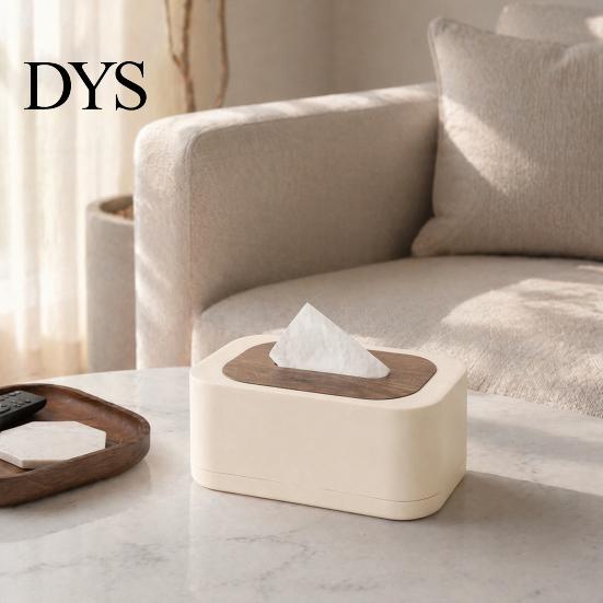 Tissue Holder for Desk Modern Box Holder, Spring Loaded Napkin Dispenser with Remote Plastic Cover Control Storage Tray Coffee Table, Home Office