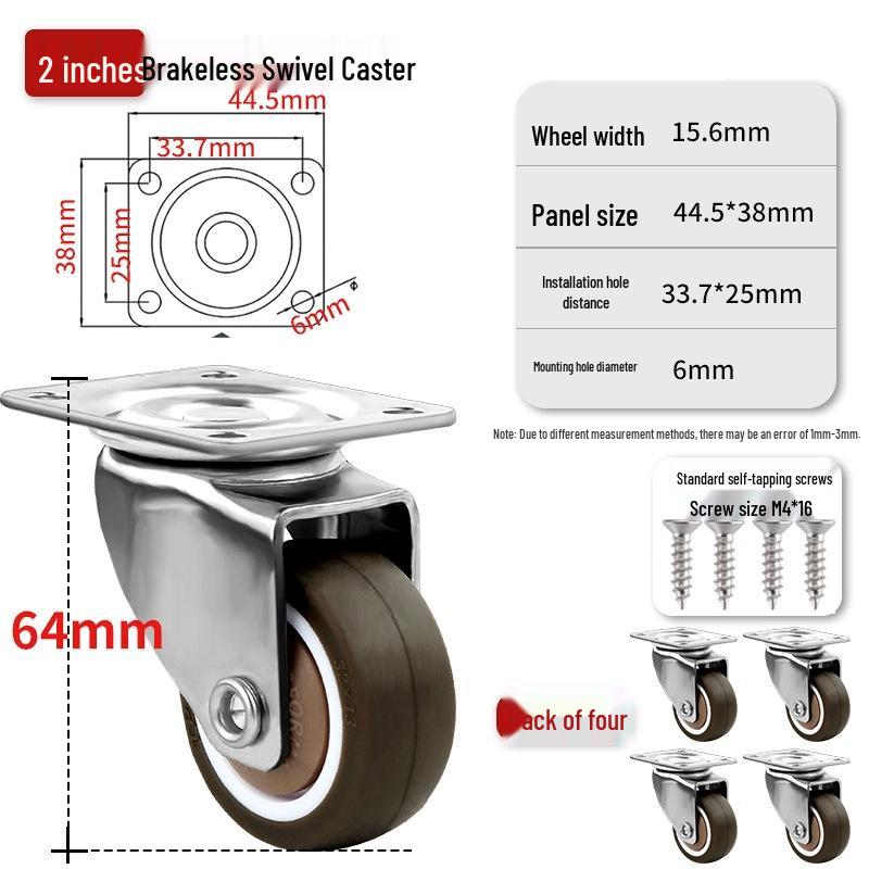 Ultra-Quiet Universal Small Trolley Load-Bearing Swivel Caster for Furniture