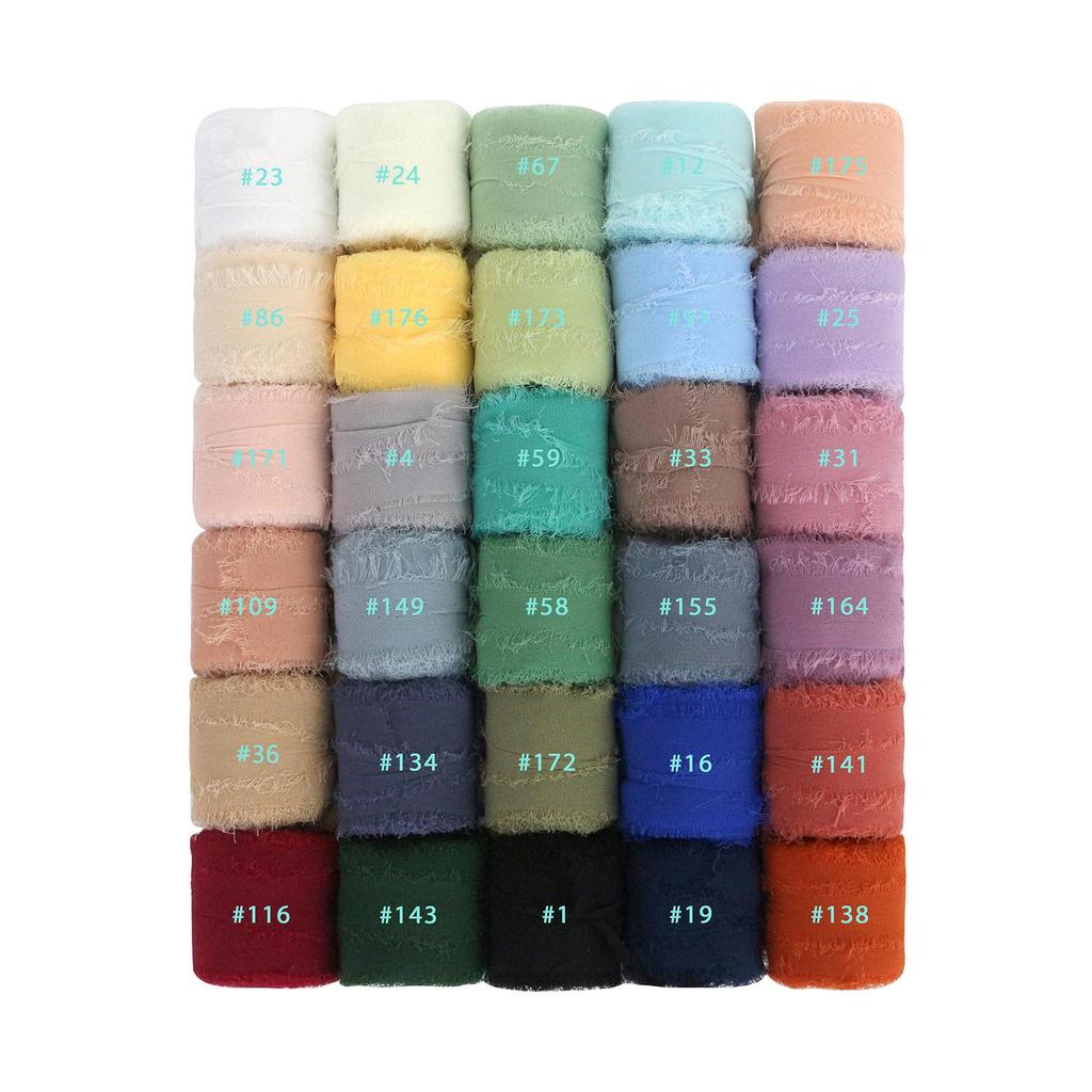 Handmade Pearl Chiffon Ribbon with Frayed Edges for Wedding Bouquets