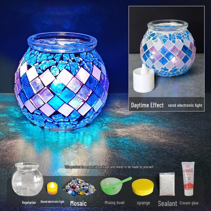 

Сделанный вручную DIY стеклянный мозаичный подсвечник-ваза - Креативная развивающая игрушка для родителей и детей, Идеально подходит для подарков на день рождения