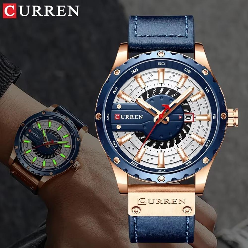 

Fashionable Men s Watch Waterproof Quartz Luminous Business Calendar Leather Watches for Man Relojes золотий