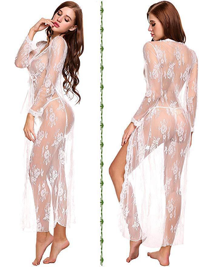 European and American Style Lace Mesh Transparent Nightdress