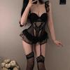Slimming Sexy Lingerie Set: Padded Sleepwear with Underwire Vest, Quick-Release Puff Skirt, and Waist Cincher