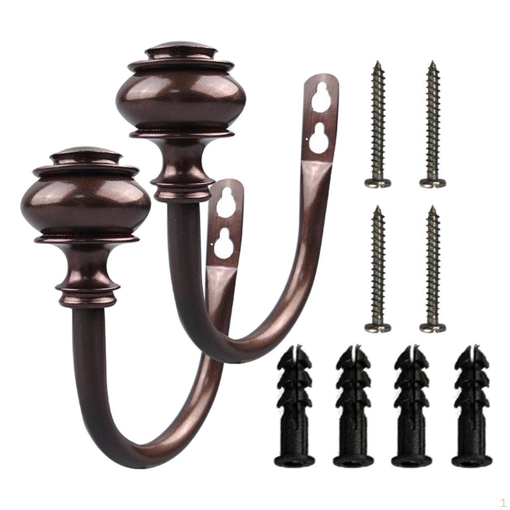 Buy 1Pair Curtain Rods Drapery Holdbacks Iron Holders Black at