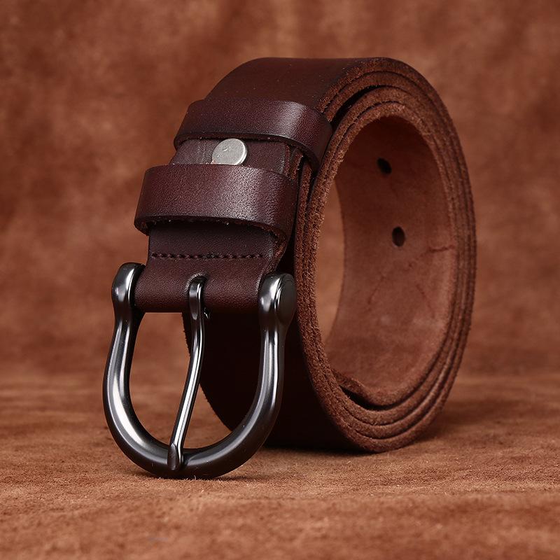 3.8Cm Wide Vegetable Tanned First Layer Cowhide Leather Washed Retro Casual Belt Men'S Pin Buckle Men'S Belt Men'S