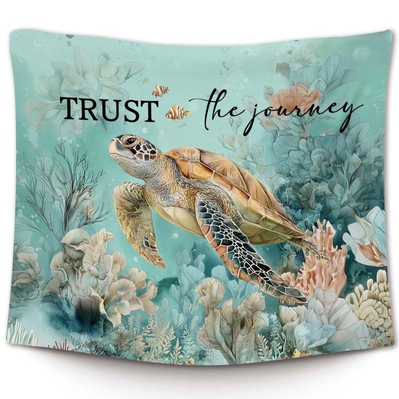 Blue White Stripe Tapestry Wall Hanging Watercolor Octopus Friends Quote Nautical Aesthetic Wall Art Dorm Room Decor