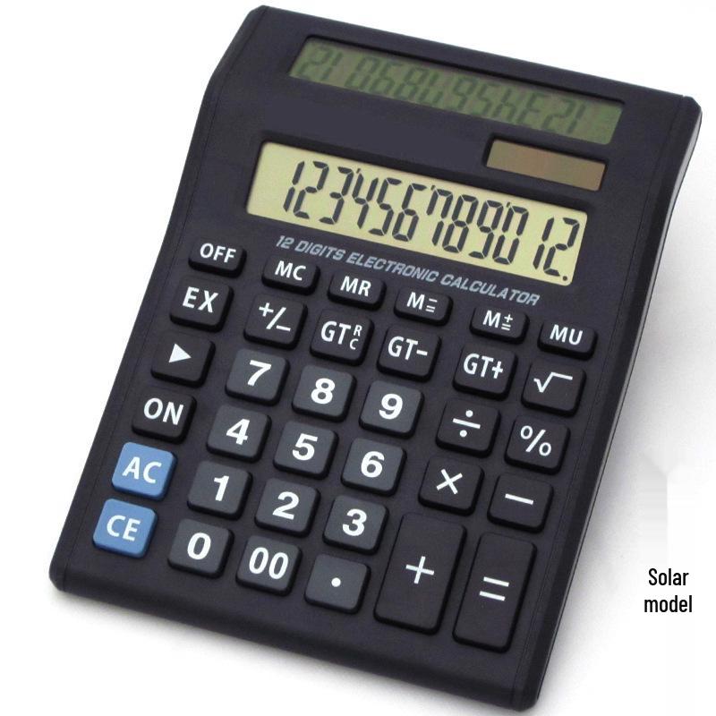 Dual Screen Solar Calculator - JS-8122: 12-Function Desktop Display for Office Use
