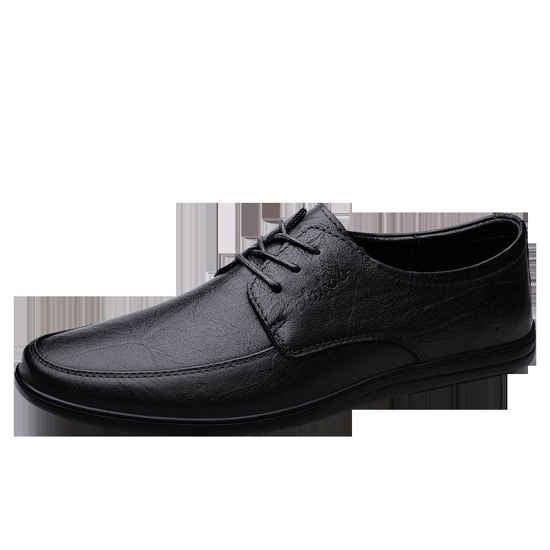 Men s Handmade Leather Lace-up Loafers - Spring & Autumn Casual Business Style, Genuine Leather, Large Sizes Size 38 чёрный
