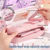 Large Double-Layer Cartoon Pencil Case - Cute Multi-Layer Stationery Box for Primary School Students